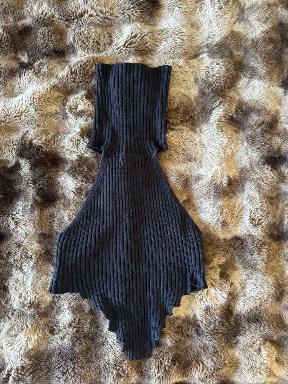 Black Ribbed Knit Halter Dress